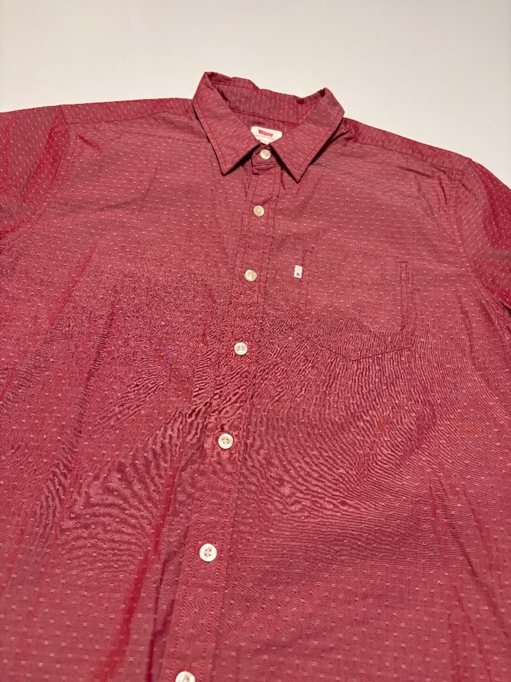 Mens Red Levis Short Sleeve Button Down Polo Size Large